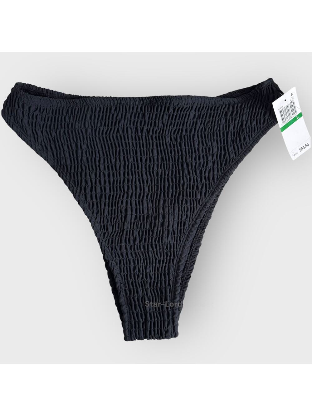 Charlie Holiday Isabella Bikini Bottom | Large | Black High Waisted Crepe